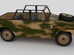 vw type 181 with interior army Modelo 3D