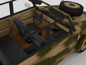 vw type 181 with interior army Modelo 3D