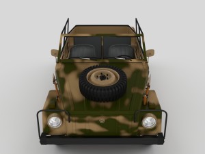 vw type 181 with interior army Modelo 3D