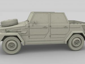 vw type 181 with interior army 3D Model