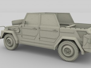 vw type 181 with interior army Modelo 3D