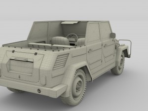 vw type 181 with interior army Modelo 3D