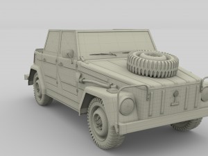vw type 181 with interior army Modelo 3D