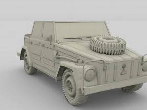 vw type 181 with interior army 3D Model