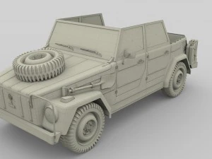 vw type 181 with interior army 3D Model