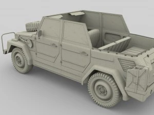 vw type 181 with interior army 3D Model
