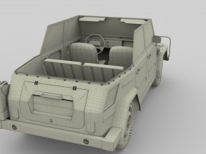 vw type 181 with interior army Modelo 3D