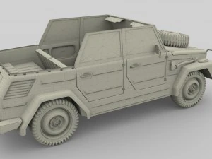 vw type 181 with interior army 3D Model