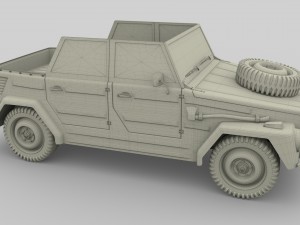 vw type 181 with interior army Modelo 3D