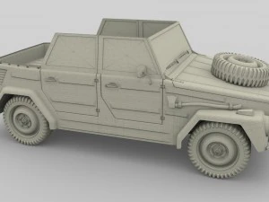 vw type 181 with interior army 3D Model