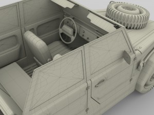 vw type 181 with interior army Modelo 3D