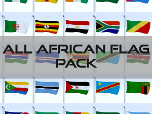 all african flag pack 3D Model