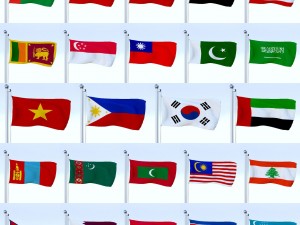 all asian flag pack 3D Model