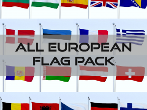 all european flag pack 3D Model