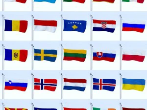todo o pacote de bandeira europeia Modelo 3D