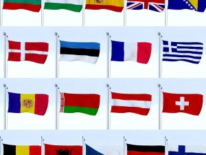 todo o pacote de bandeira europeia Modelo 3D