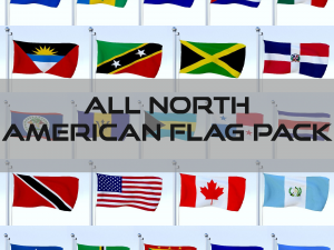all north american flag pack 3D Model