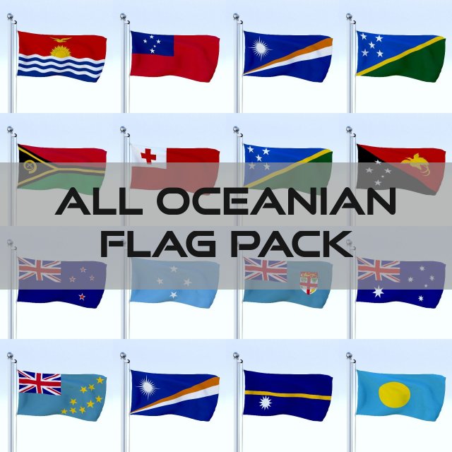 all oceanian flag pack 3D मॉडल .c4d .max .obj .3ds .fbx .stl .blend 