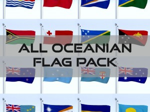 all oceanian flag pack 3D Model