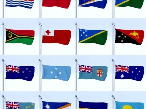 all oceanian flag pack 3D Model