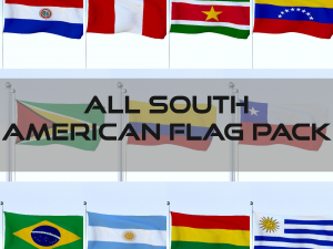 all south american flag pack 3D Model