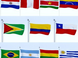 all south american flag pack 3D Model