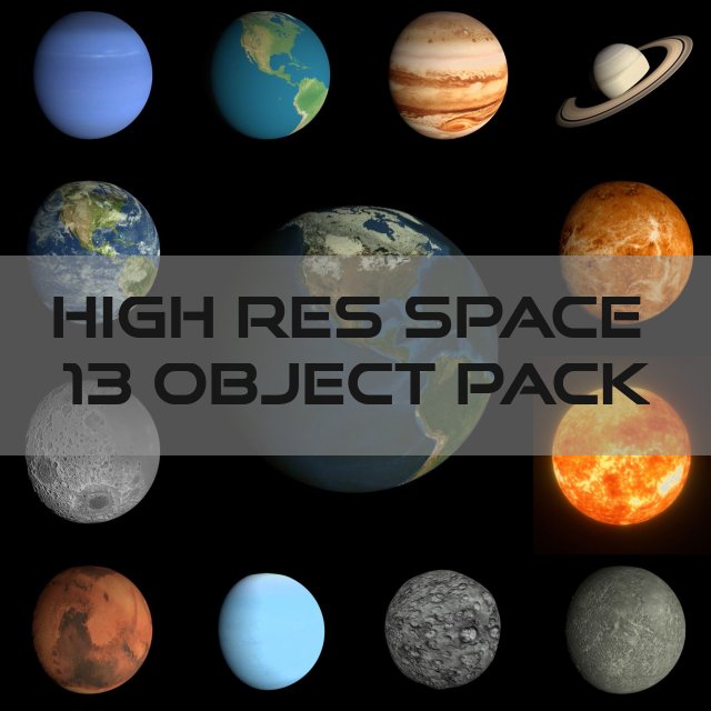 hd space pack 3D Модель .c4d .max .obj .3ds .fbx .stl .blend 