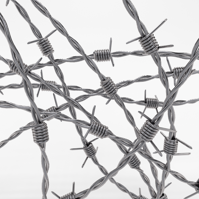 barb wire chrome 3D Model .c4d .max .obj .3ds .fbx .stl .blend 