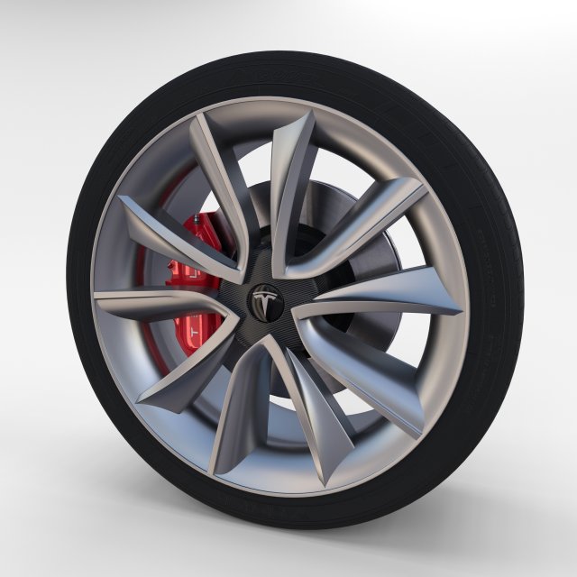 tesla model 3 wheel 3D 模型 .c4d .max .obj .3ds .fbx .stl .blend 