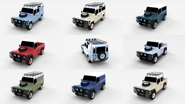 land rover defender pack 3D मॉडल .c4d .max .obj .3ds .fbx .stl .blend 