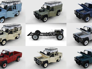 Полный пакет Land Rover Defender с шасси и промежуточным элементом 3D Модель