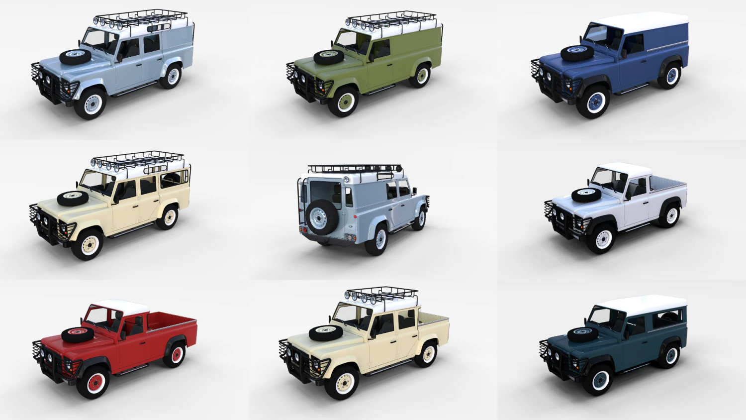 land rover defender pack with interior 3D Model .c4d .max .obj .3ds .fbx .stl .blend