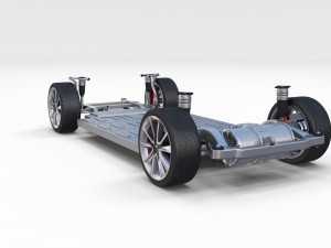 tesla model 3 with interior and chassis 3D 模型