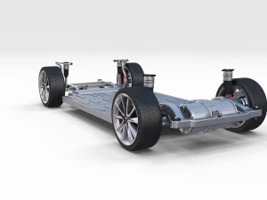 tesla model 3 with interior and chassis 3D Model