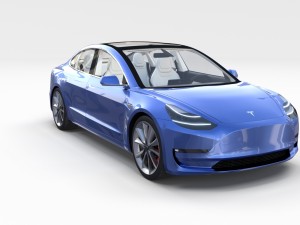 tesla model 3 with interior and chassis 3D 模型