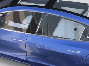 tesla model 3 with interior and chassis 3D 模型