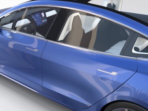 tesla model 3 with interior and chassis 3D 模型