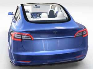 tesla model 3 with interior and chassis 3D 模型