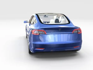 tesla model 3 with interior and chassis 3D Model
