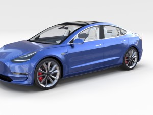 tesla model 3 with interior and chassis 3D 模型