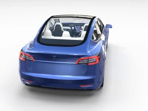 tesla model 3 with interior and chassis 3D Model