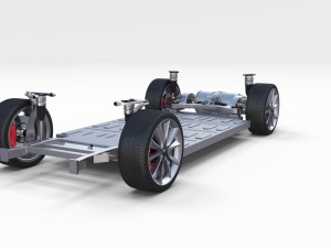 tesla model 3 with interior and chassis 3D 模型