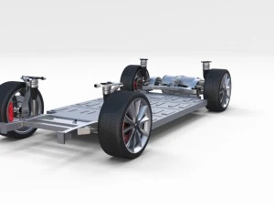 tesla model 3 with interior and chassis 3D Model