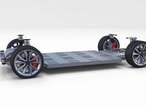tesla model 3 with interior and chassis 3D 模型
