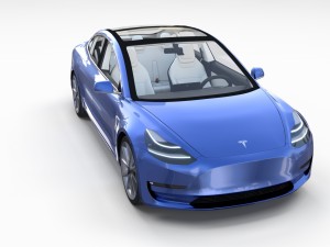 tesla model 3 with interior and chassis 3D 模型
