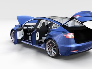 tesla model 3 with interior and chassis 3D 模型