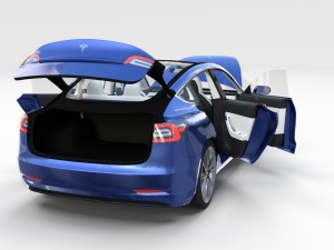 tesla model 3 with interior and chassis 3D 模型