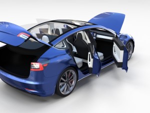 tesla model 3 with interior and chassis 3D 模型