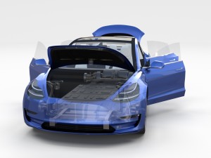 tesla model 3 with interior and chassis 3D 模型