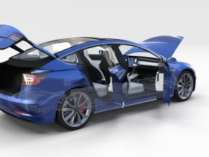 tesla model 3 with interior and chassis 3D Model